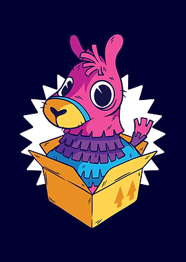 Funny Cute Llama in a Box