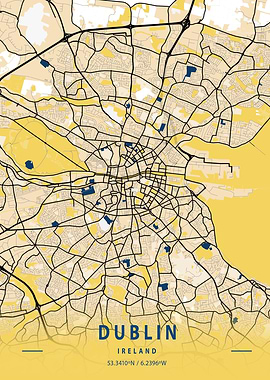 Dublin Yellow City Map