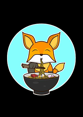 Fox Eating Ramen