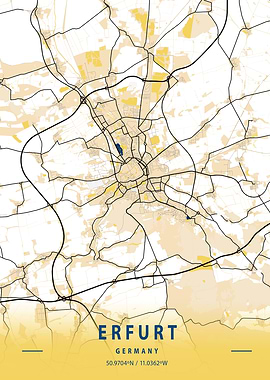 Erfurt Yellow City Map