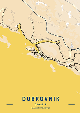 Dubrovnik Yellow City Map