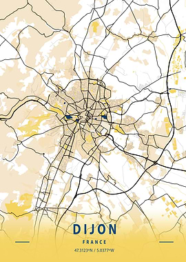 Dijon Yellow City Map