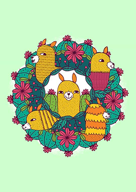 Cute Artsy Llama Alpaca