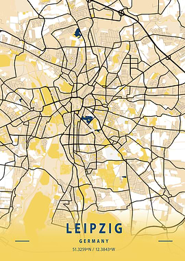 Leipzig Yellow City Map