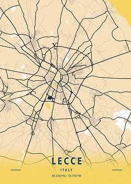 Lecce Yellow City Map