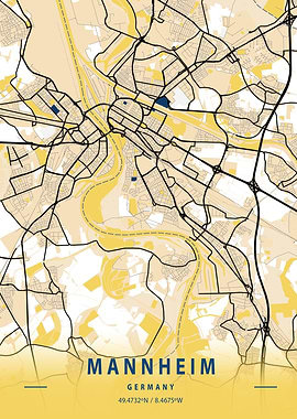 Mannheim Yellow City Map
