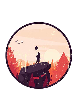 Boy on Rock Landscape