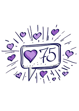 75 Likes Speech Bubble