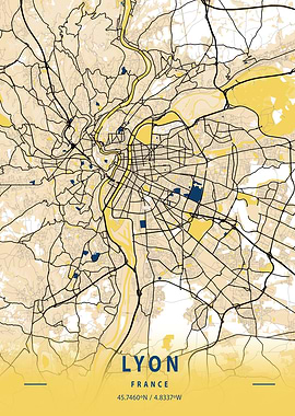 Lyon Yellow City Map