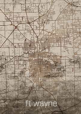 Ft Wayne Rustic City Map