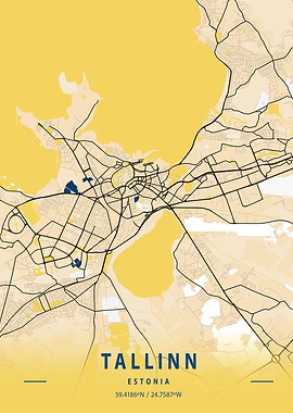 Tallinn Yellow City Map