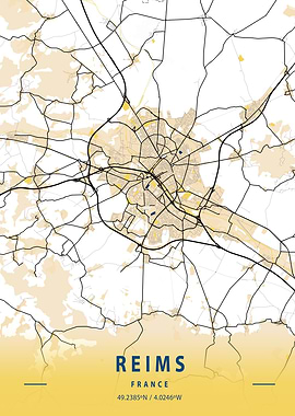 Reims Yellow City Map