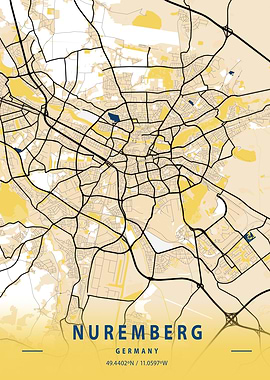 Nuremberg Yellow City Map