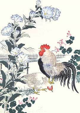 Chicken And Bellflowers