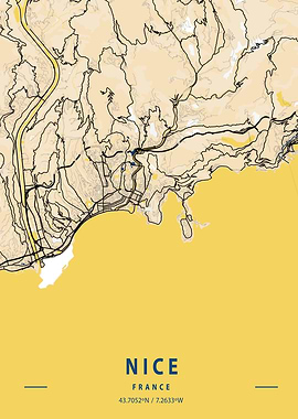 Nice Yellow City Map