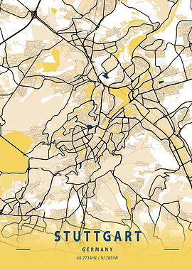 Stuttgart Yellow City Map