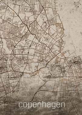 Copenhagen Rustic City Map