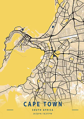 Cape Town Yellow City Map