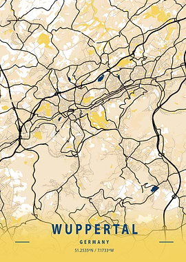 Wuppertal Yellow City Map