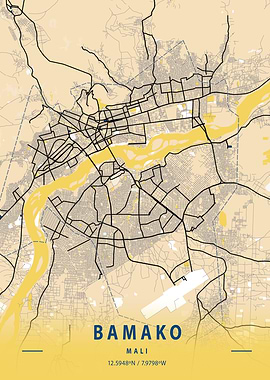 Bamako Yellow City Map