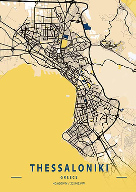 Thessaloniki Yellow Map