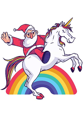 Santa Claus rides Unicorn