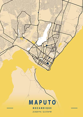 Maputo Yellow City Map