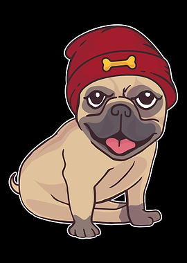 Pug with hat gift