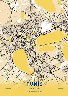 Tunis Yellow City Map