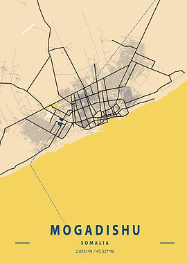 Mogadishu Yellow City Map