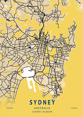 Sydney Yellow City Map