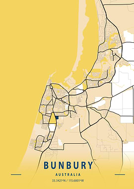 Bunbury Yellow City Map