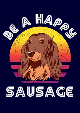 Retro Happy Sausage Dog