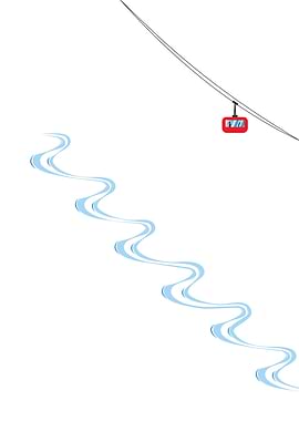 Ski tracks and gondola