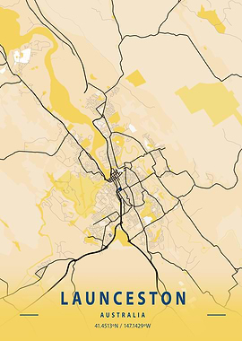 Launceston Yellow City Map