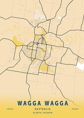 Wagga Wagga Yellow Map