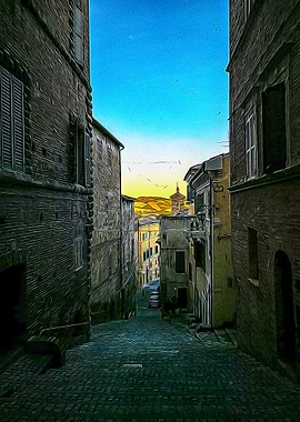 Little alley in Jesi Italy