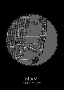 Miami City Map Black