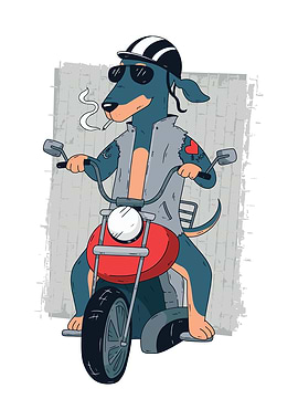 Sausage Dog on Motorcycle