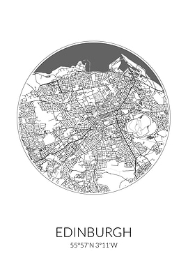 Edinburgh City Map White