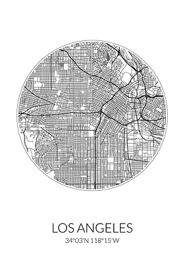 Los Angeles City Map White