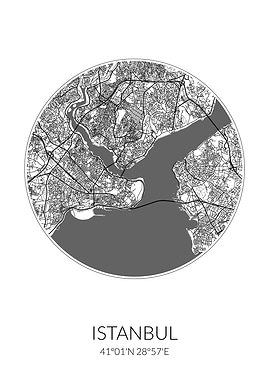 Istanbul City Map White