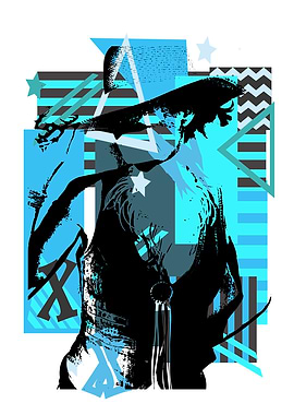 Cowgirl silhouette on the