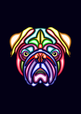 pug head in neaon style