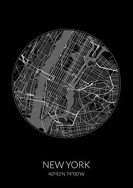New York City Map Black
