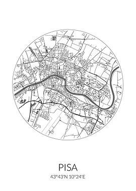 Pisa City Map White