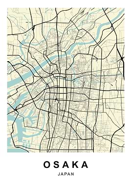 Osaka Japan City Map