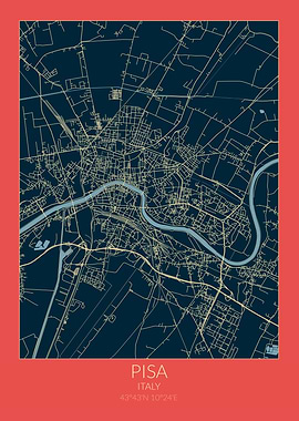 Pisa Map Red Blue