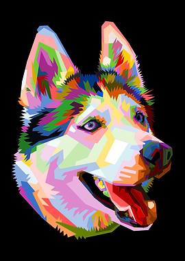 colorful dog head