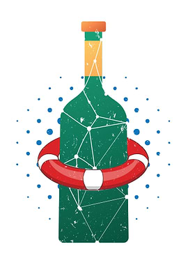 Wine bottle with life ring